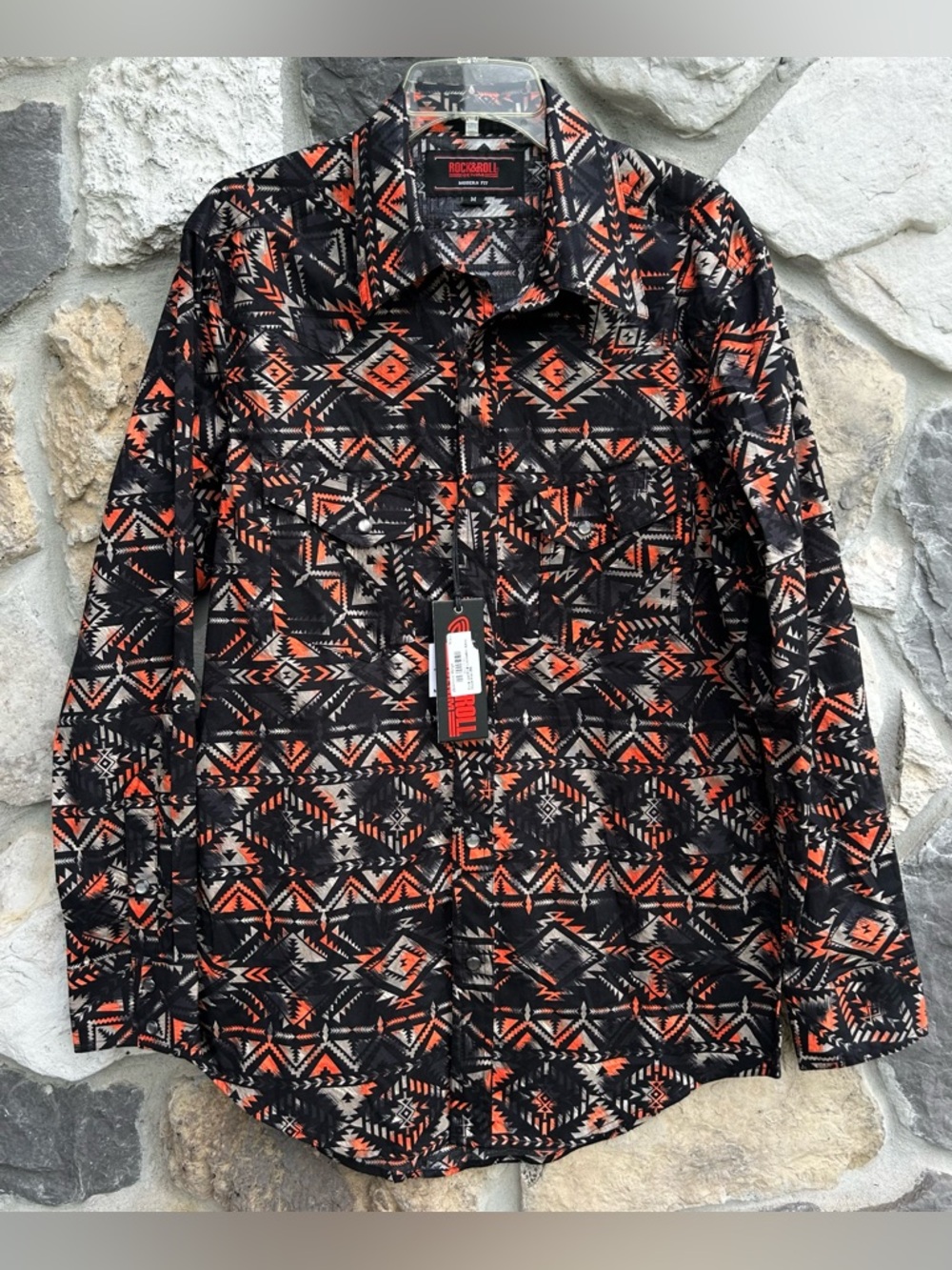 NEW Rock & Roll Denim Mens Pearl Snap Western Shirt Size M Aztec Cowboy Rodeo